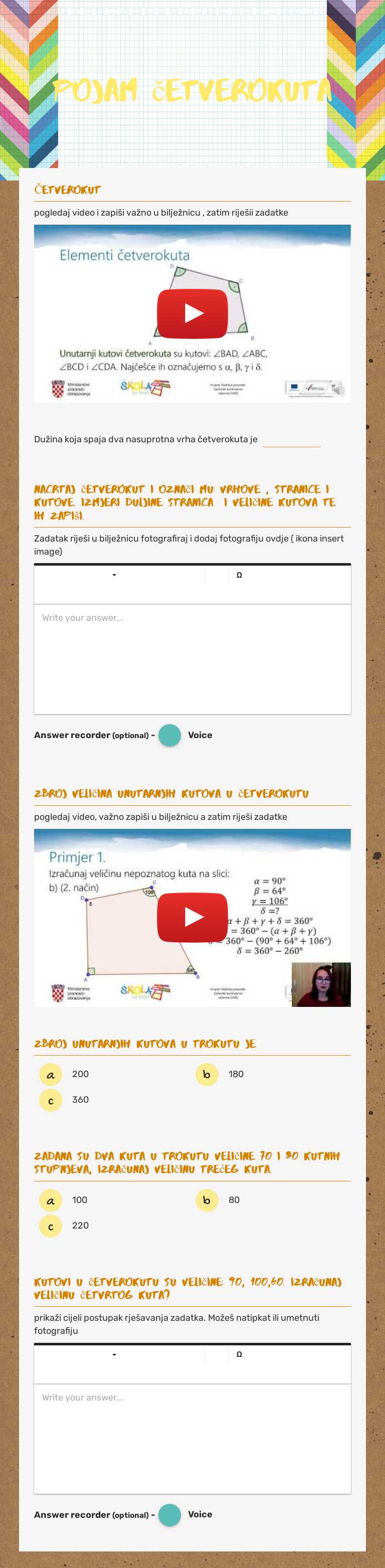 pojam četverokuta worksheet preview image