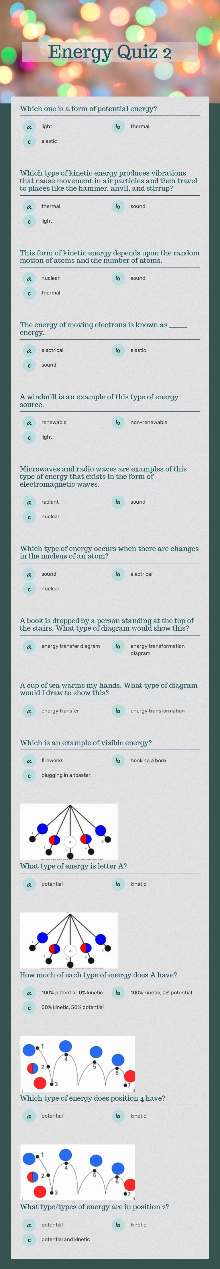 Energy Quiz 2 worksheet preview image