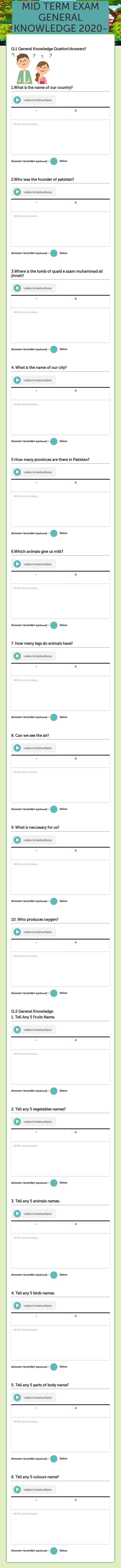 MID TERM EXAM GENERAL KNOWLEDGE 2020-2021PREP1 worksheet preview image