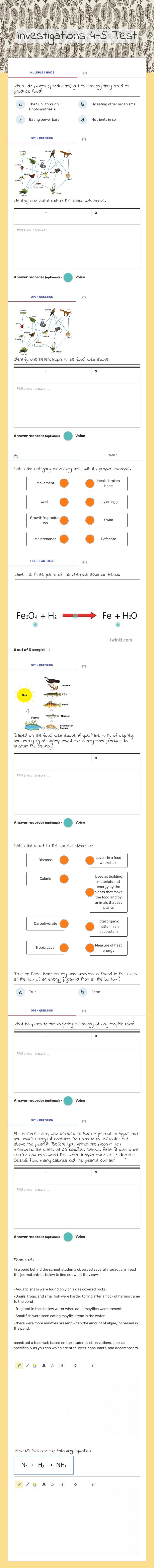 Investigations 4-5 Test worksheet preview image
