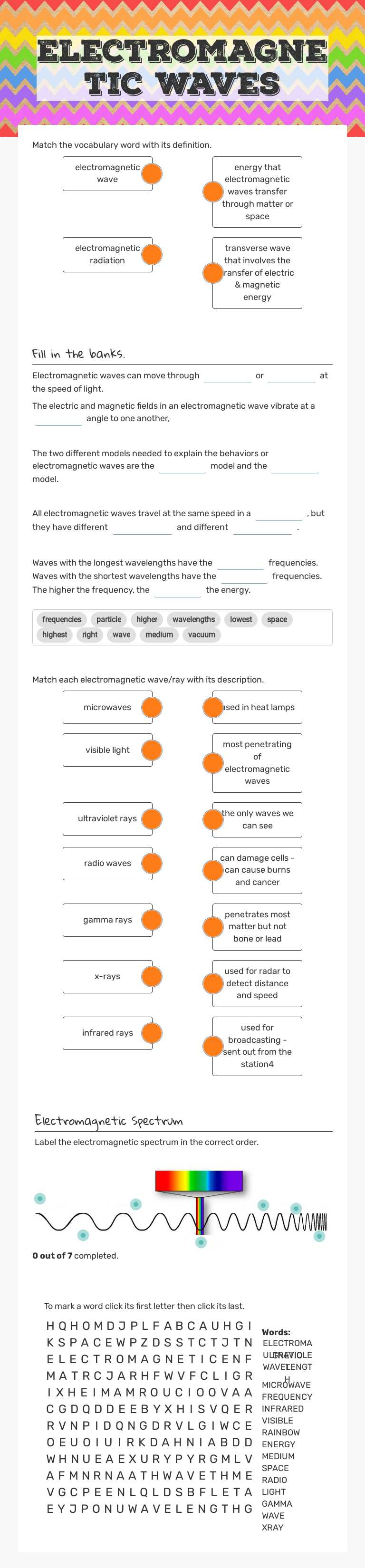 Electromagnetic Waves worksheet preview image