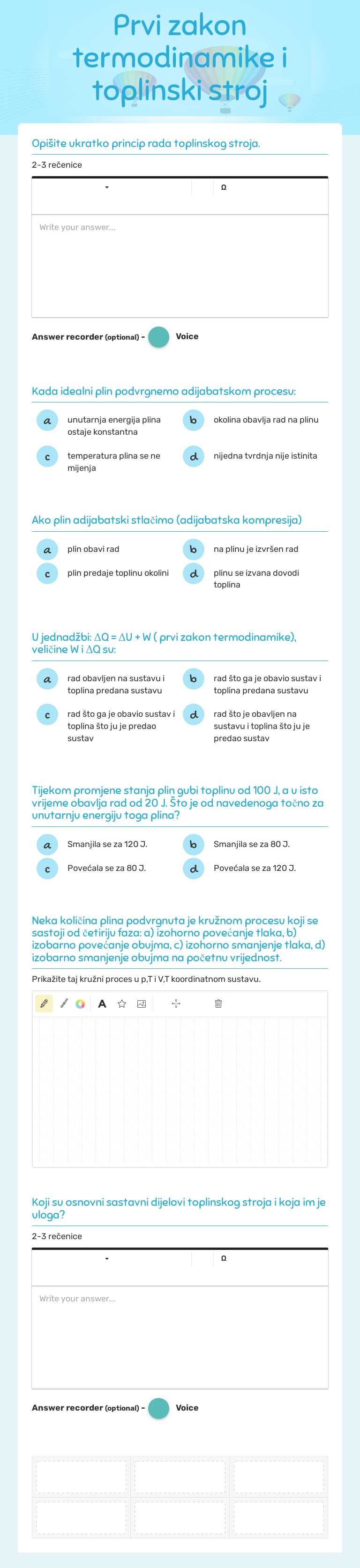 Prvi zakon termodinamike i toplinski stroj worksheet preview image