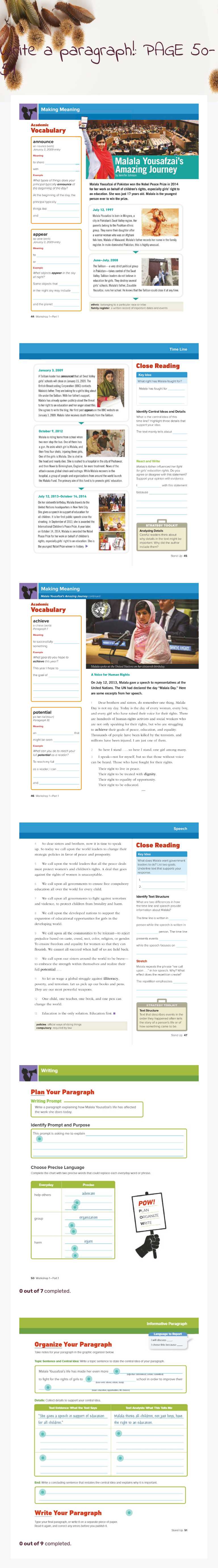 Write a paragraph!: PAGE 50-51 worksheet preview image