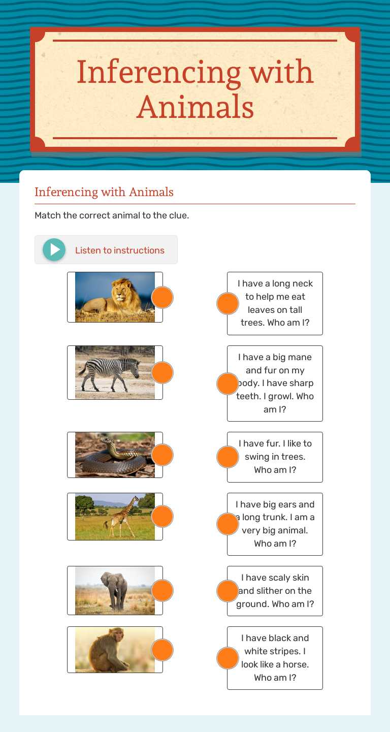 Inferencing
with Animals Grade 2 worksheet preview
