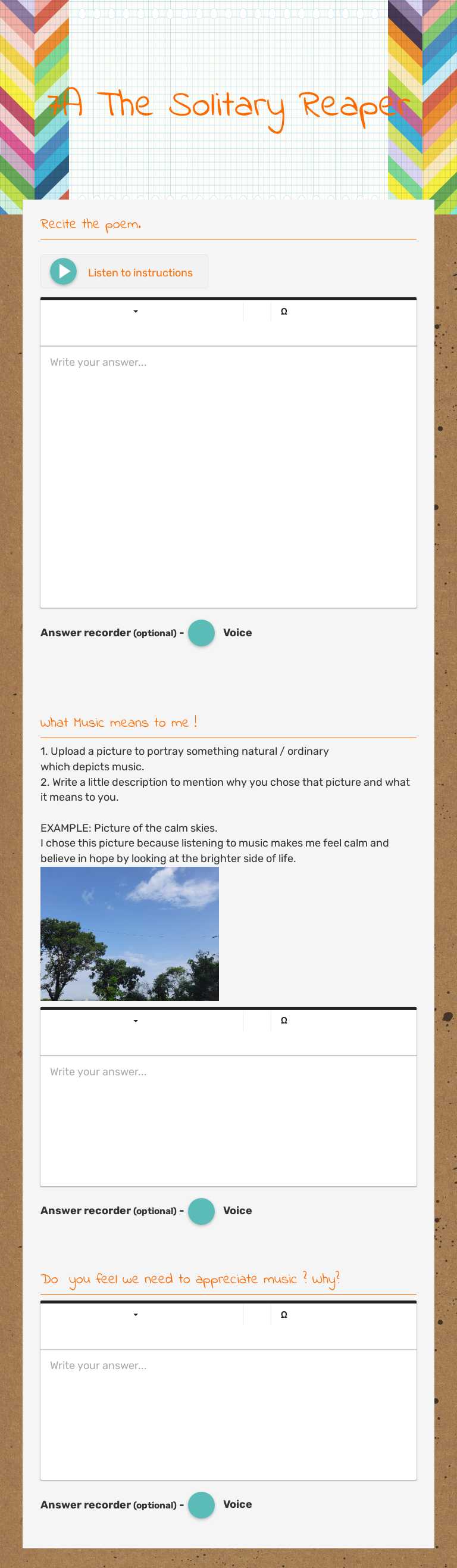 7A The Solitary Reaper worksheet preview image
