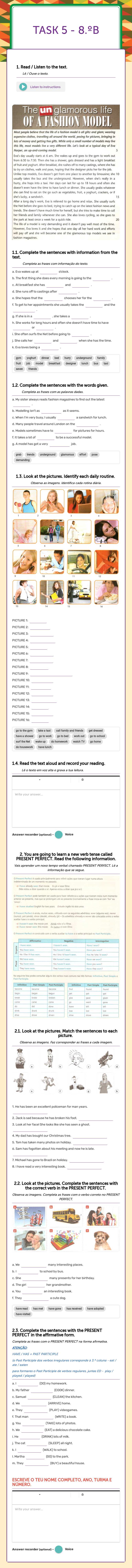 TASK 5 - 8.ºB worksheet preview image