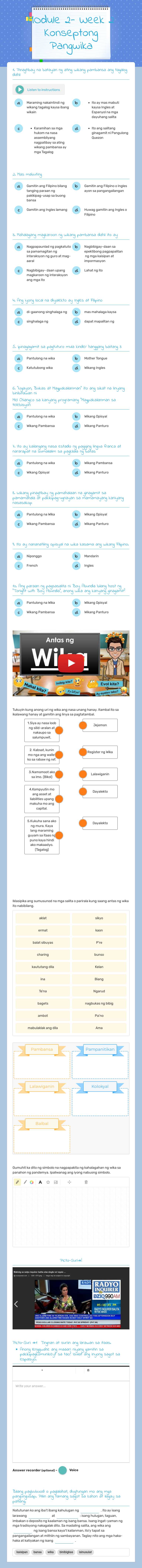MOdule 2- Week 2 Konseptong Pangwika worksheet preview image