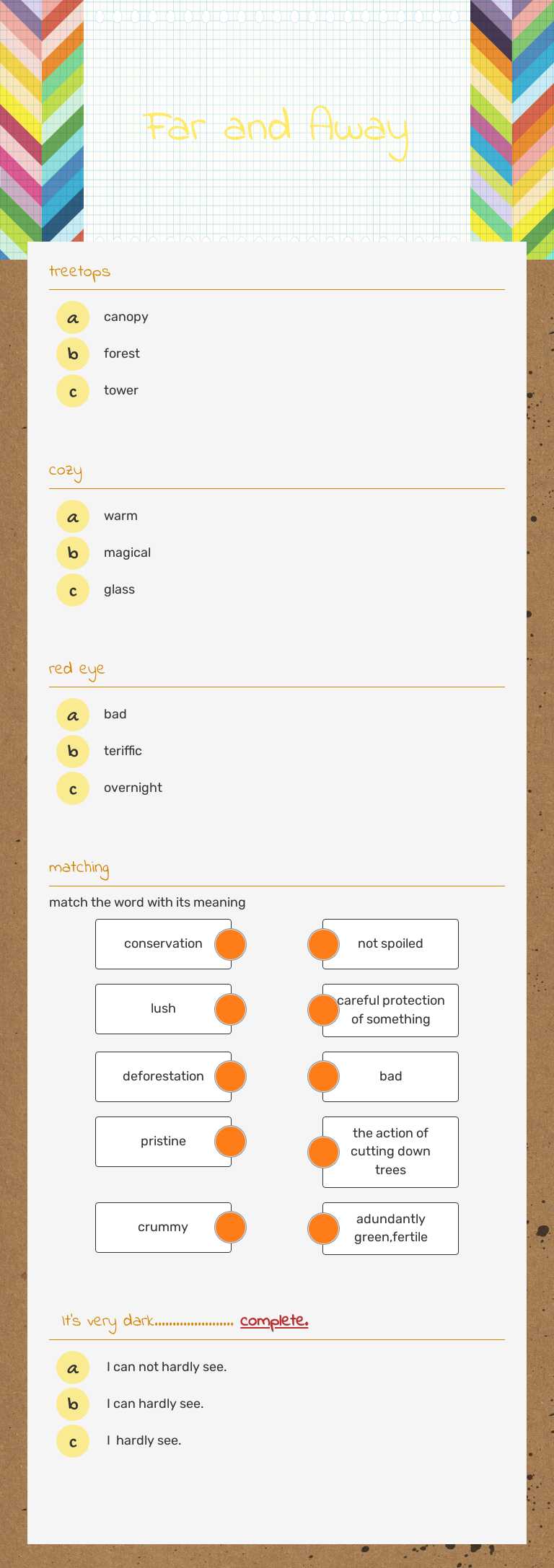 Far and Away Grade 11 worksheet preview