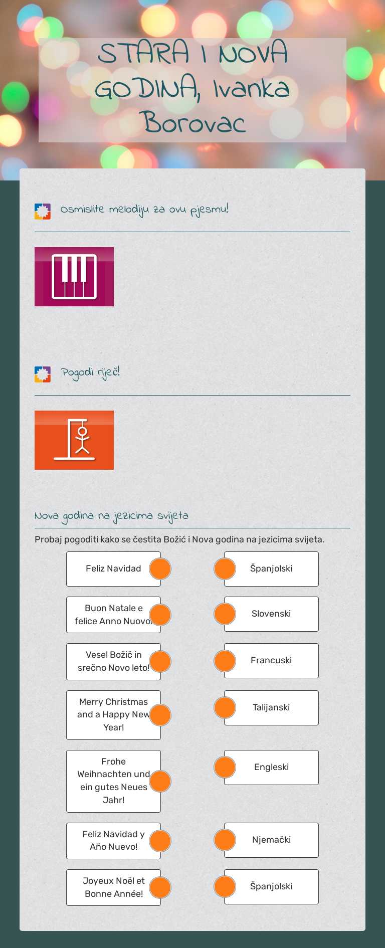STARA I NOVA GODINA, Ivanka Borovac worksheet preview image