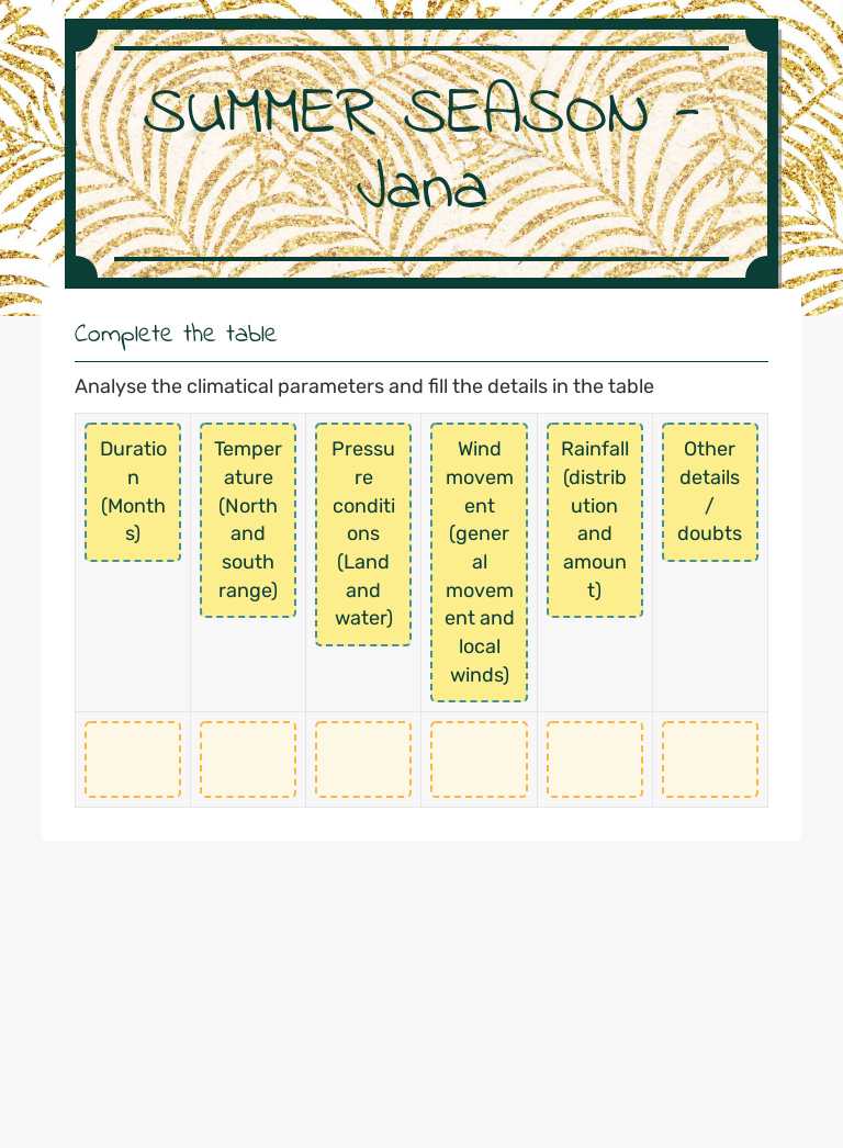 SUMMER SEASON - Jana worksheet preview image