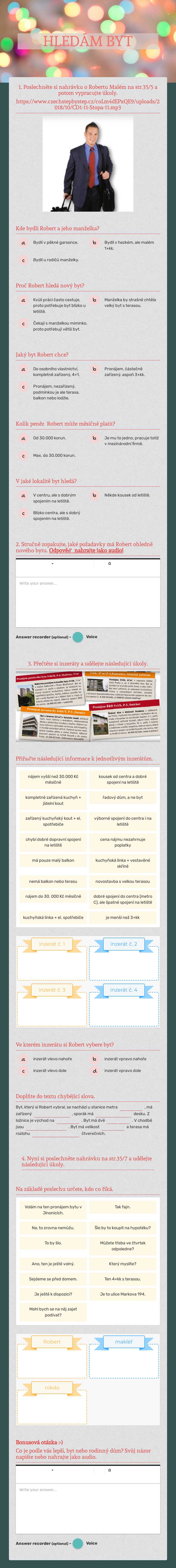 HLEDÁM BYT worksheet preview image