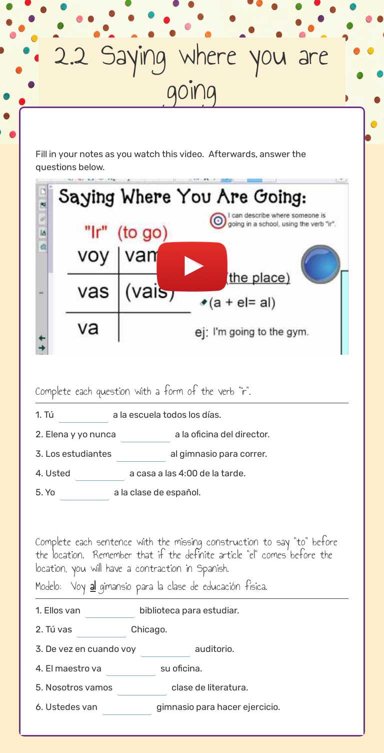 2.2 Saying where you are going worksheet preview image
