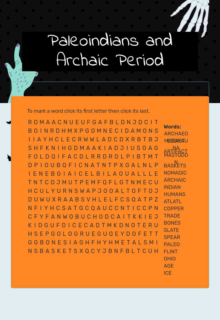 Paleoindians and Archaic Period worksheet preview image