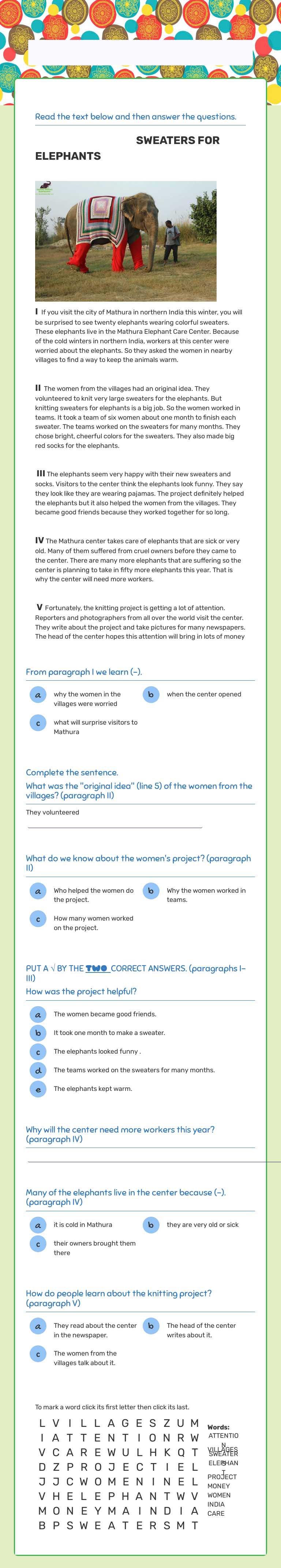 Reading worksheet preview image