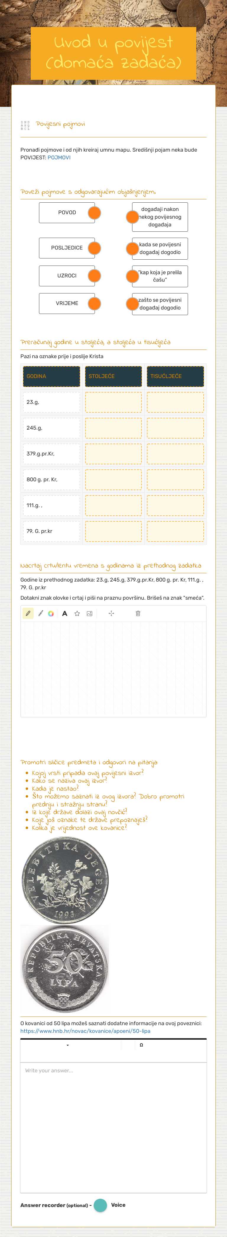 Uvod u povijest (domaća zadaća) worksheet preview image