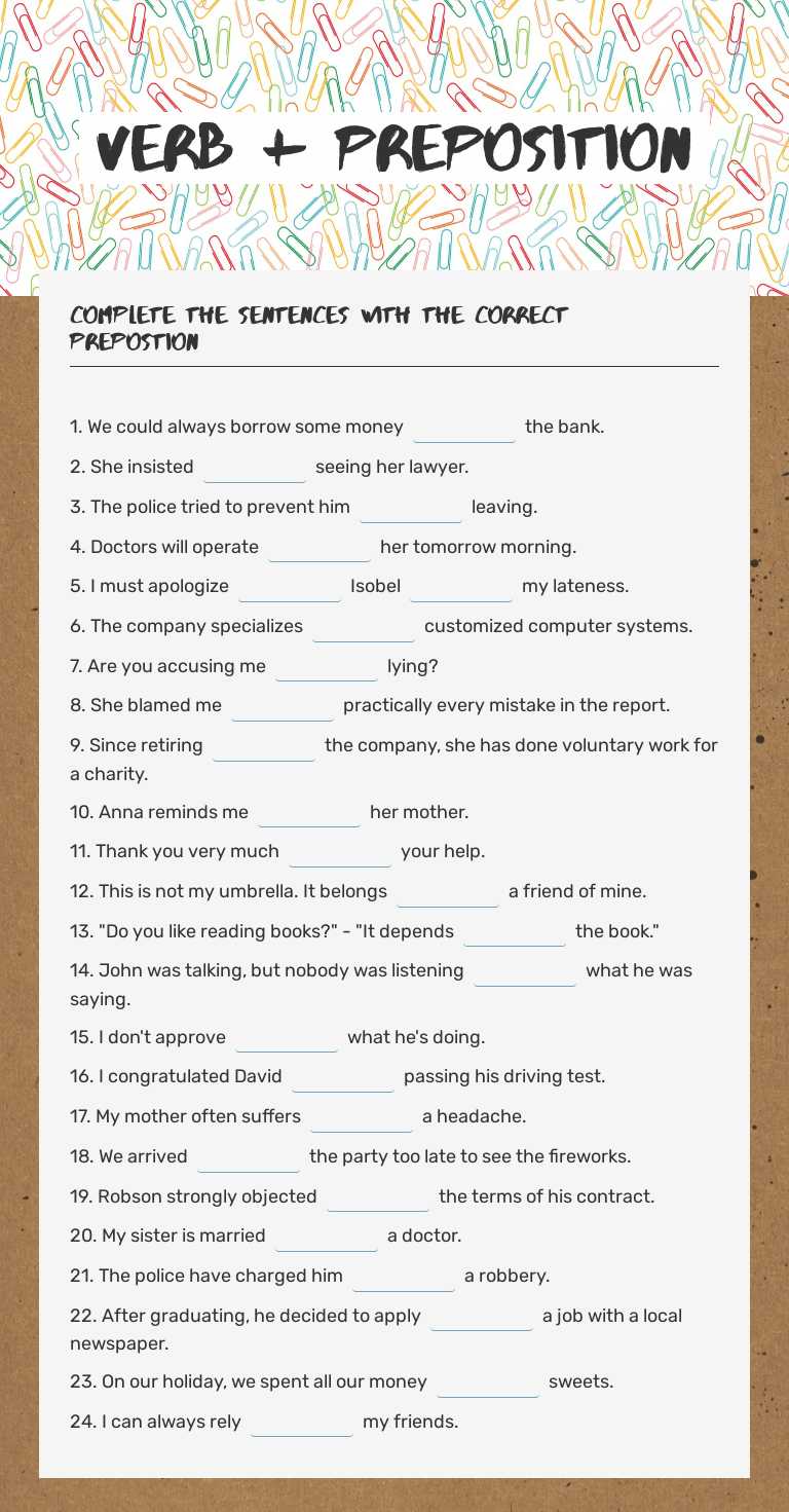 Verb + 
preposition worksheet preview image