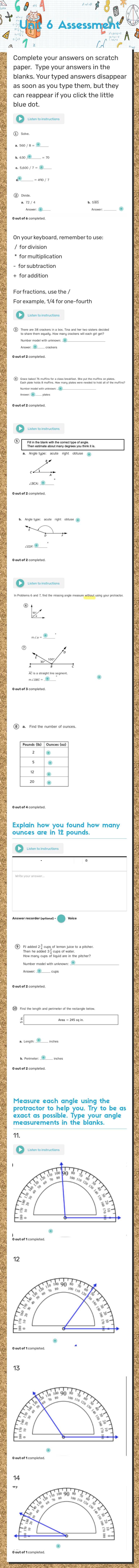 Unit 6 Assessment Grade 4 worksheet preview