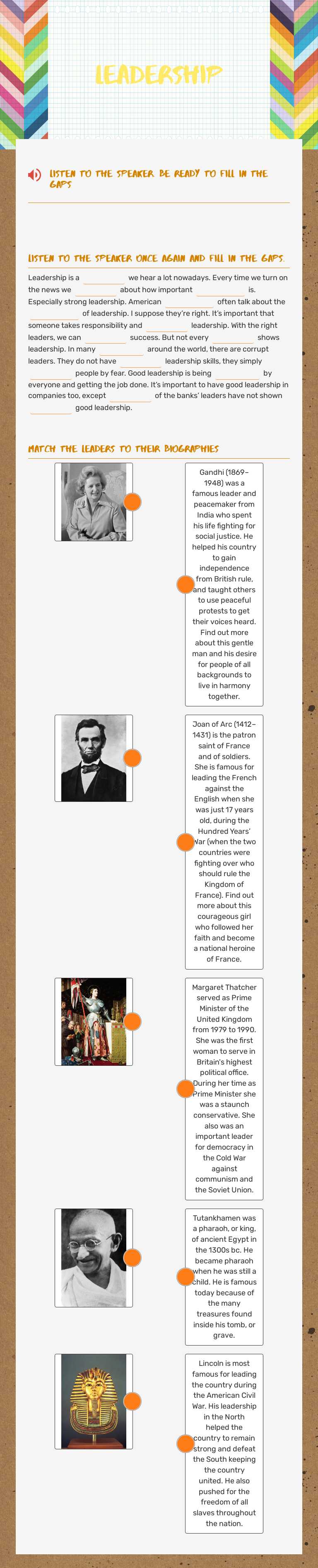 Leadership Grade 8 worksheet preview
