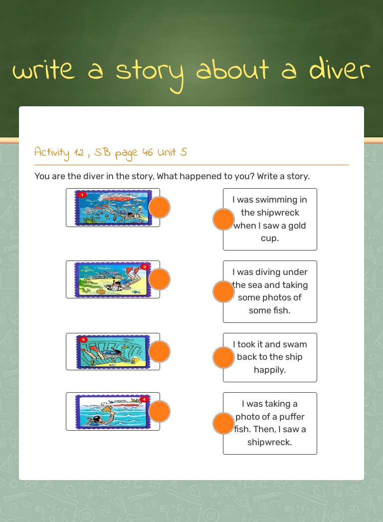 write a story about a diver worksheet preview image