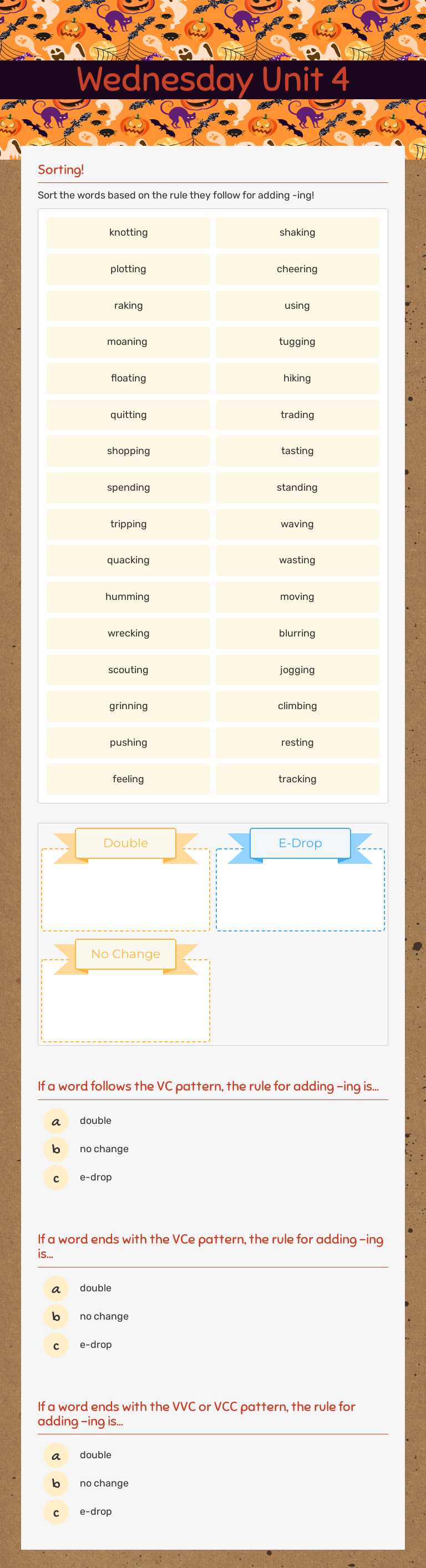 Wednesday
Unit 4 Grade 3 worksheet preview
