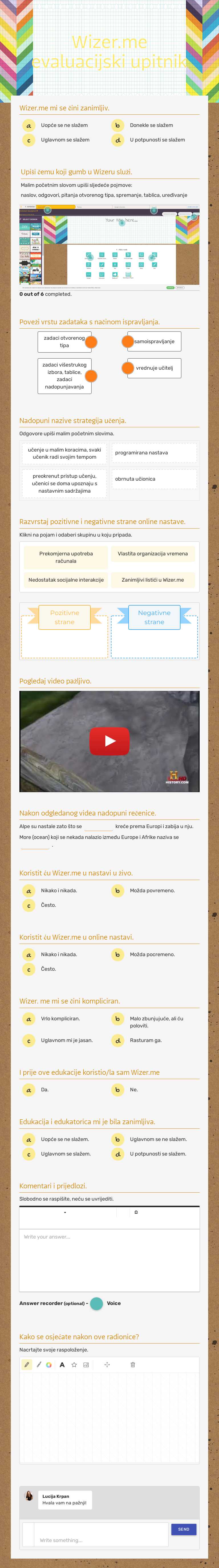 Wizer.me
evaluacijski upitnik worksheet preview image
