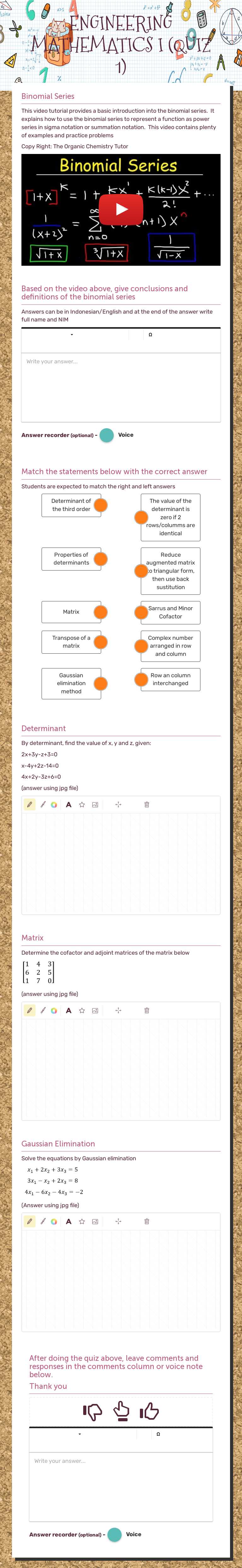 ENGINEERING MATHEMATICS I (QUIZ 1) worksheet preview