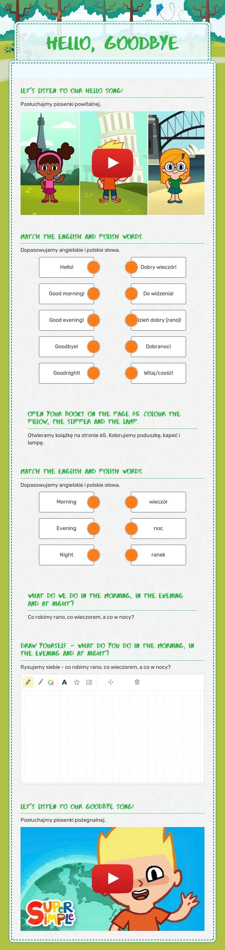 Hello, goodbye worksheet preview image