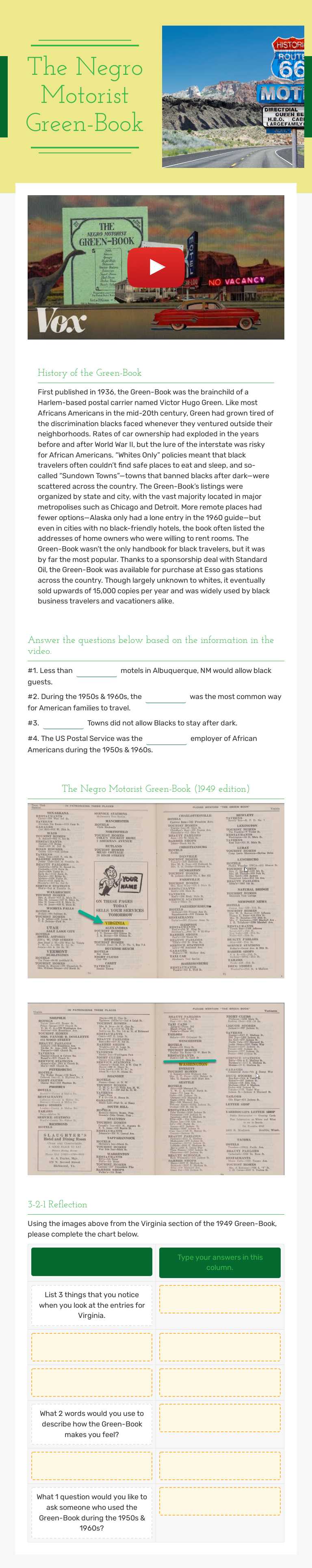 The Negro Motorist
Green-Book worksheet preview image