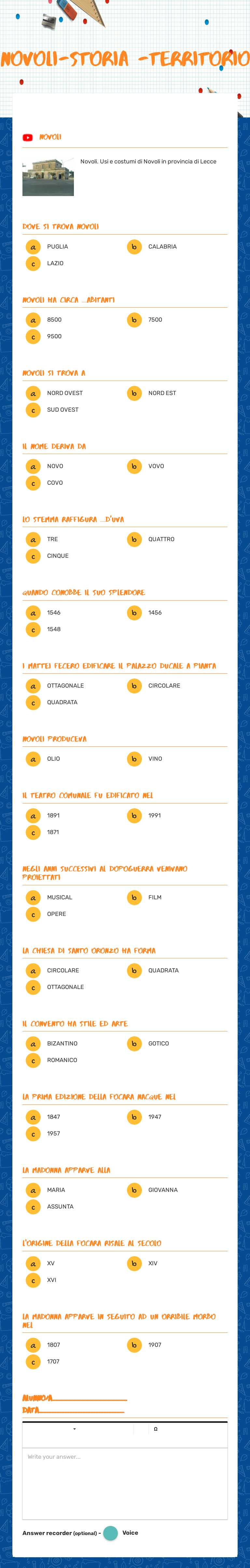NOVOLI-STORIA -TERRITORIO worksheet preview image