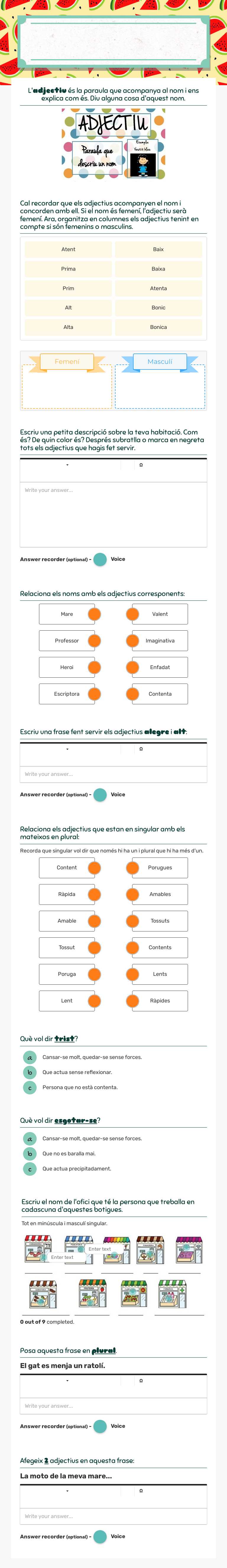 Català 3rB Grade 10 worksheet preview