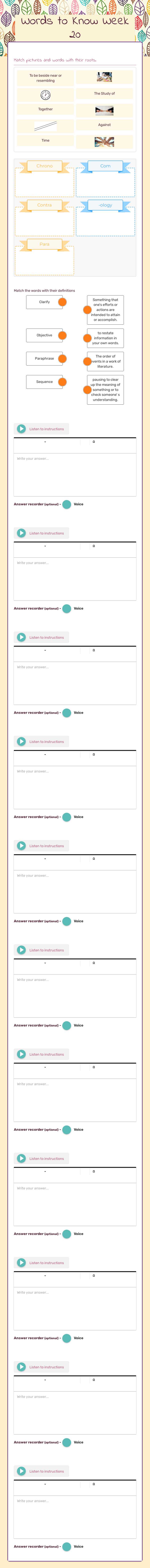 Words to Know Week 20 worksheet preview image