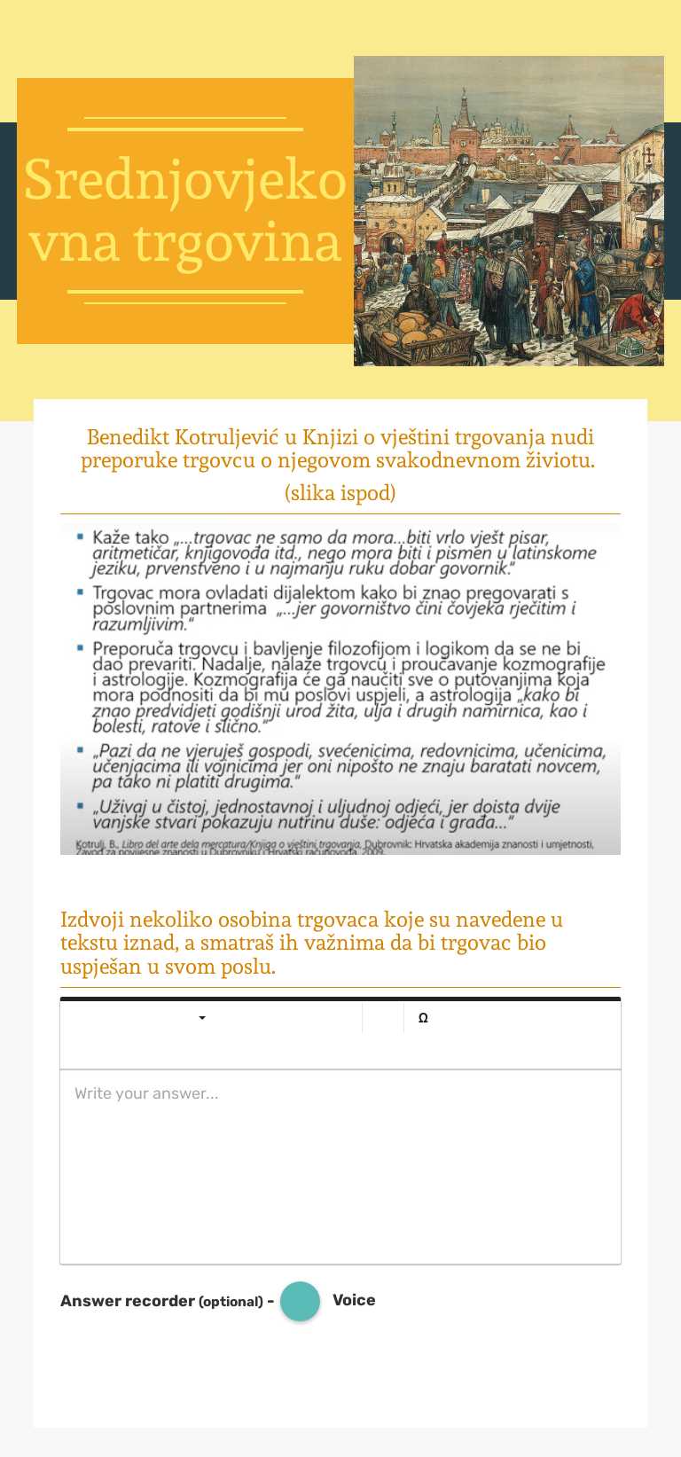 Srednjovjekovna trgovina Grade 10 worksheet preview