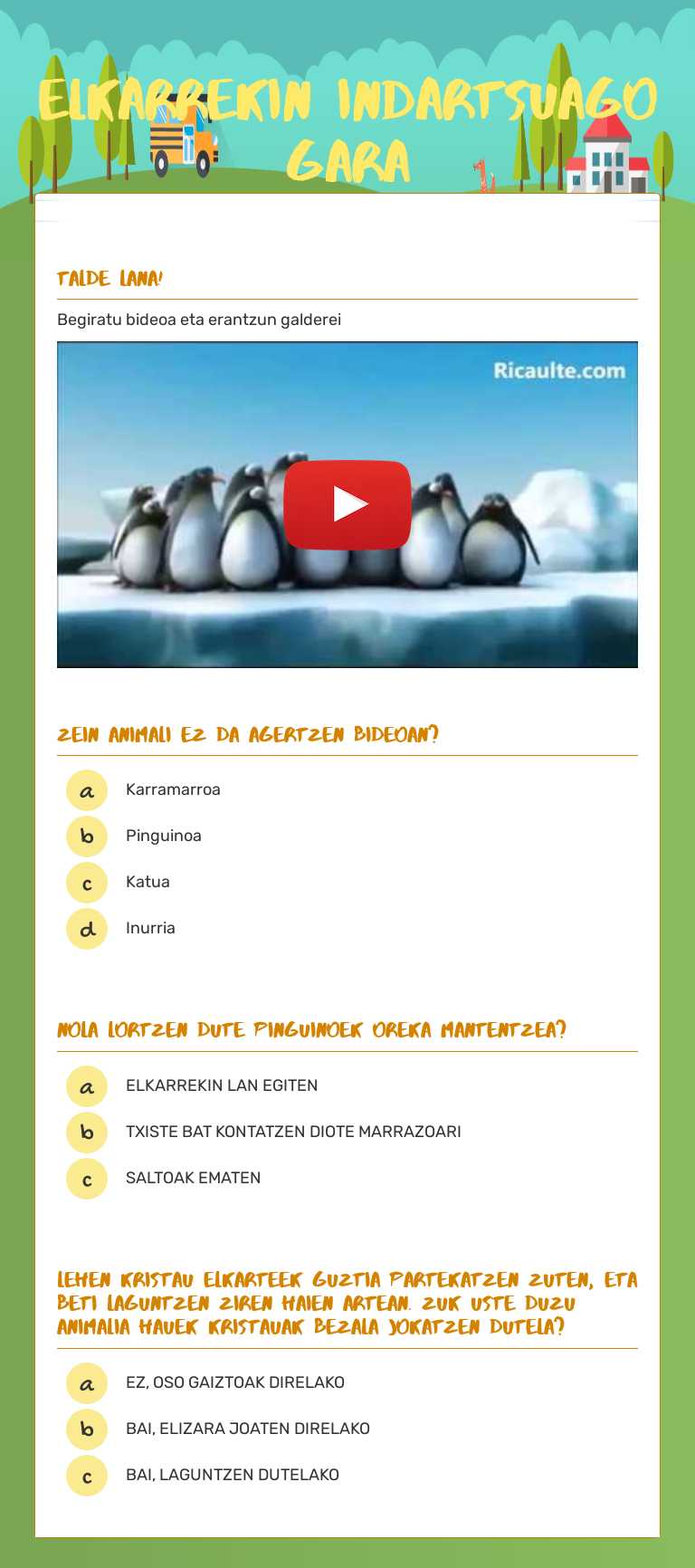 Elkarrekin indartsuago gara worksheet preview image