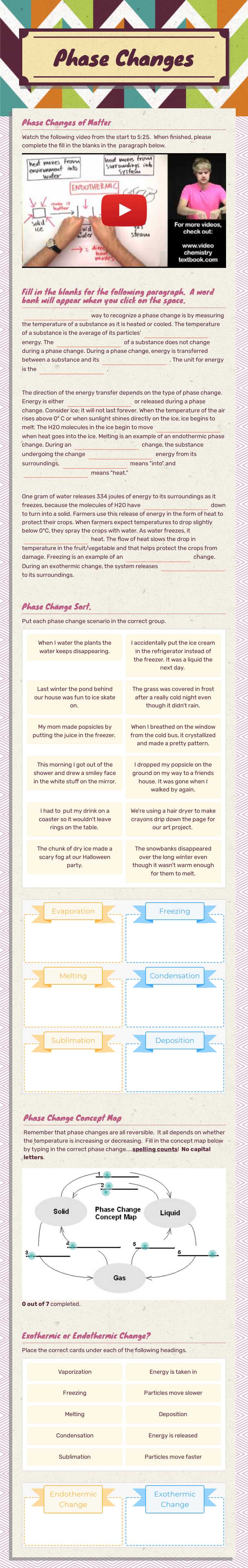 Phase Changes worksheet preview image