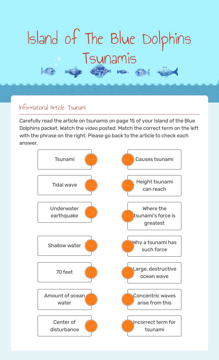 Island of The Blue Dolphins    Tsunamis worksheet preview image