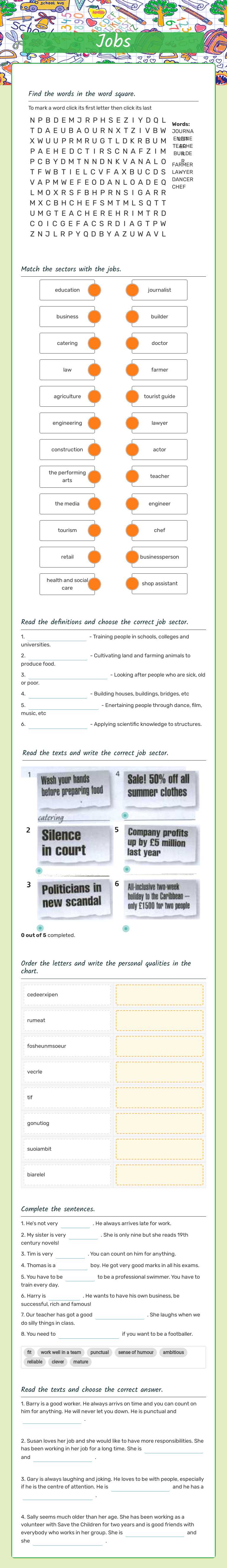 Jobs worksheet preview image