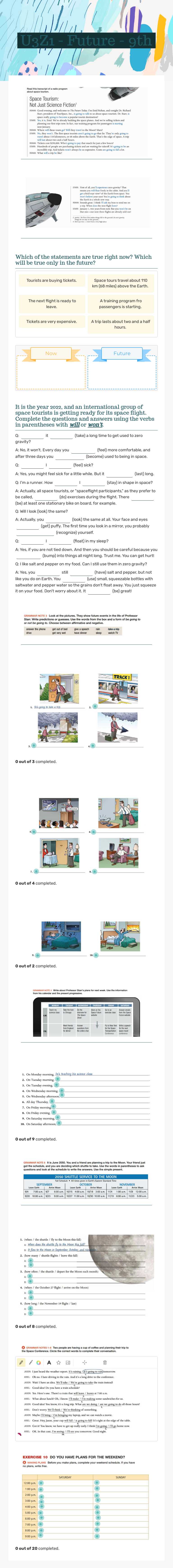 U3Z1 - Future - 9th worksheet preview image