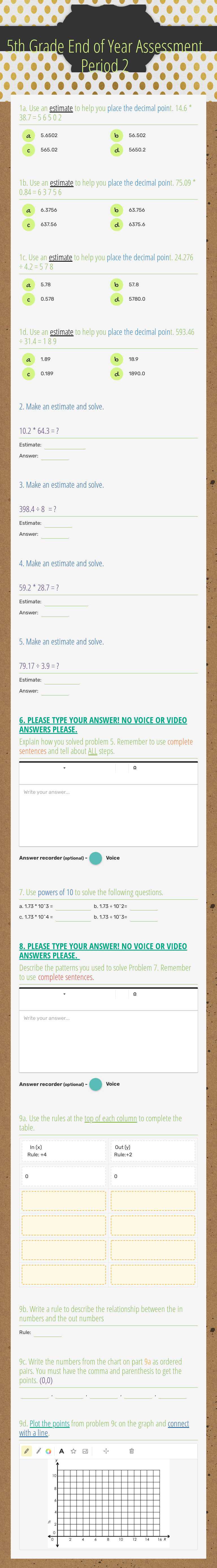 5th Grade End of Year Assessment
Period 2 worksheet preview image