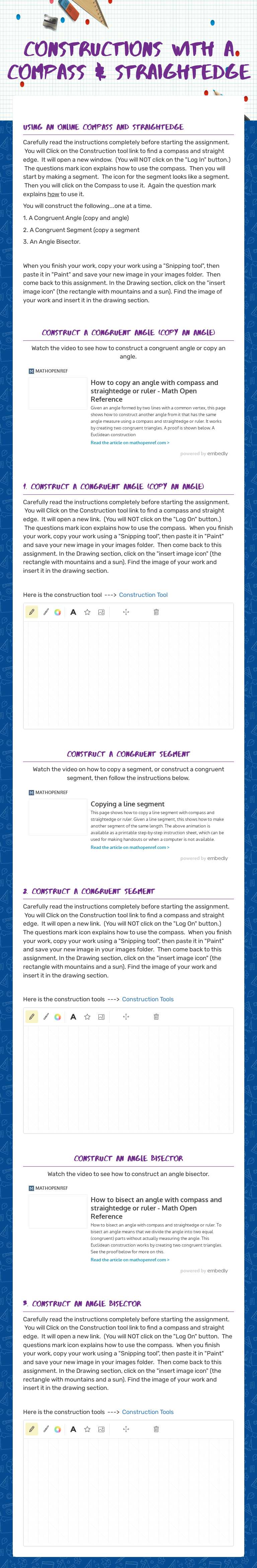 Constructions with a Compass & Straightedge worksheet preview image