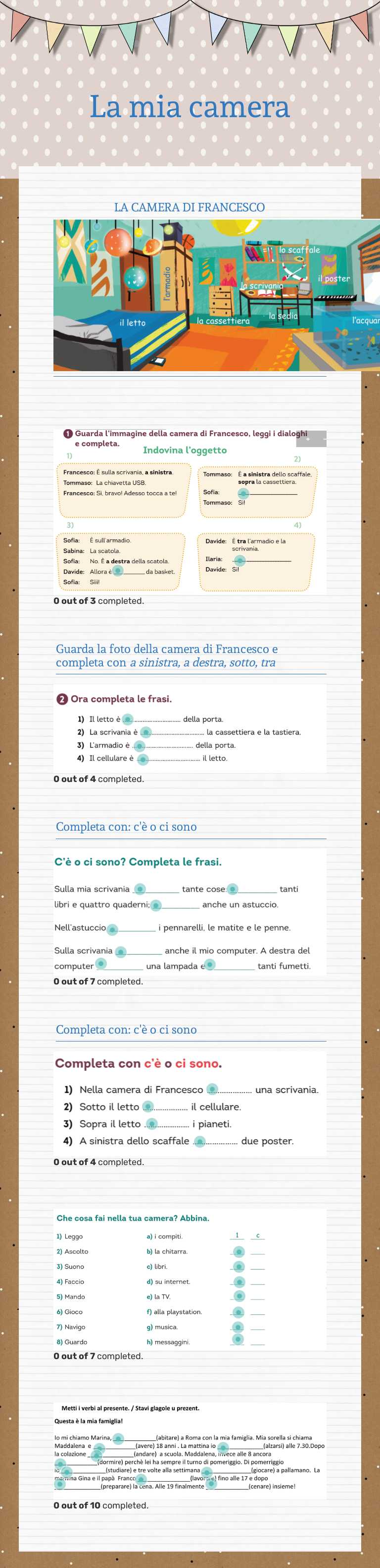 La mia camera worksheet preview image