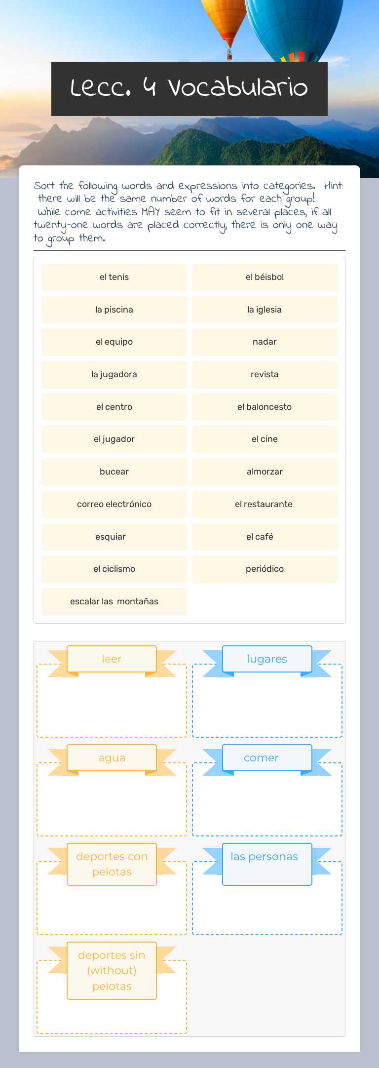 Lecc. 4 Vocabulario worksheet preview image