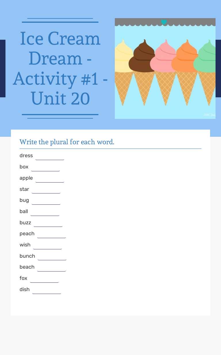 Ice Cream Dream - Activity #1 - Unit 20 worksheet preview image