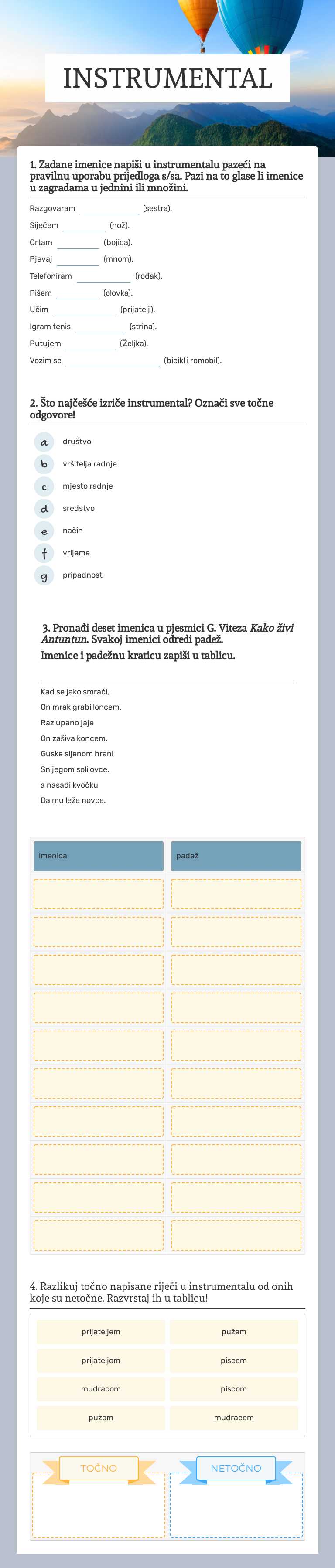 INSTRUMENTAL Grade 5 worksheet preview