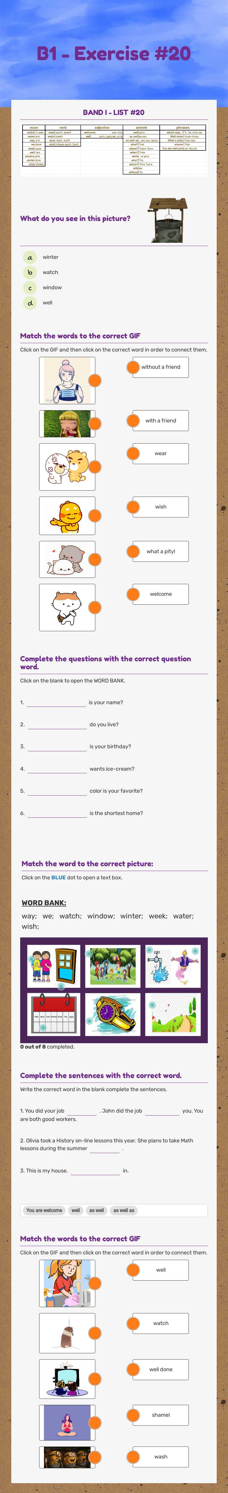 B1 - Exercise #20 Grade 7 worksheet preview