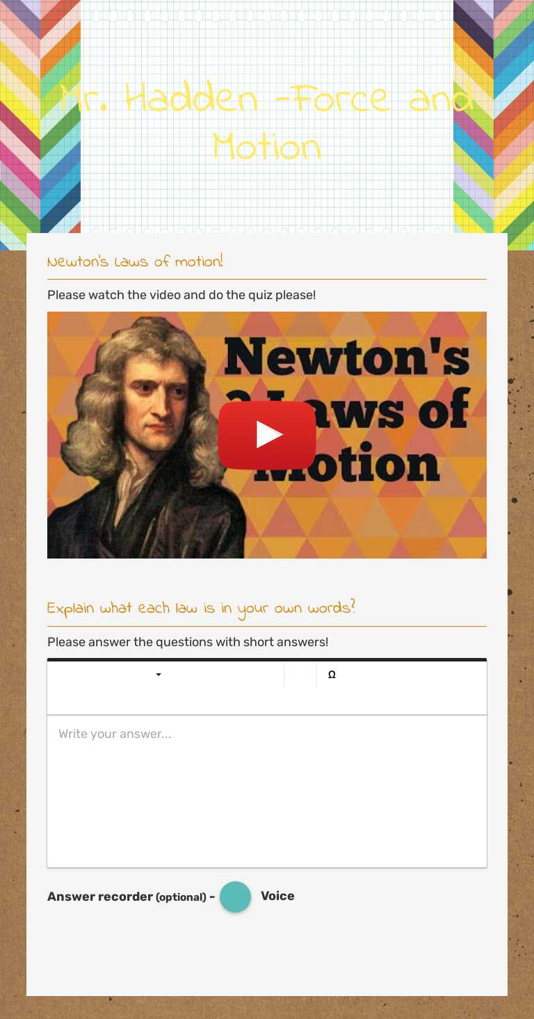 Mr. Hadden -Force and Motion worksheet preview image