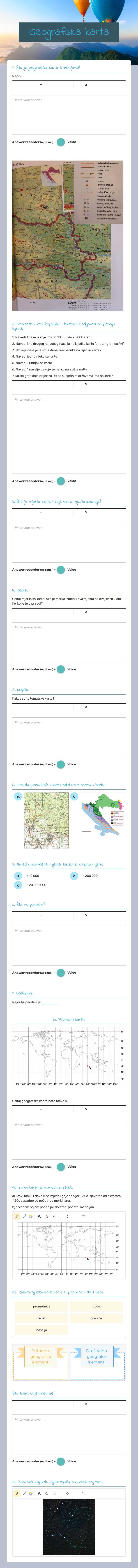 Geografska karta Grade 5 worksheet preview