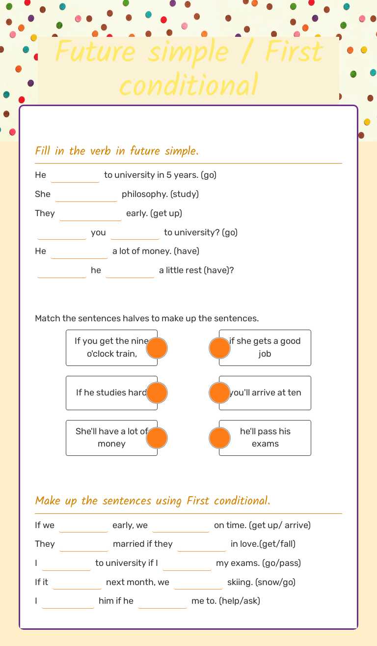 Future simple / First conditional worksheet preview image