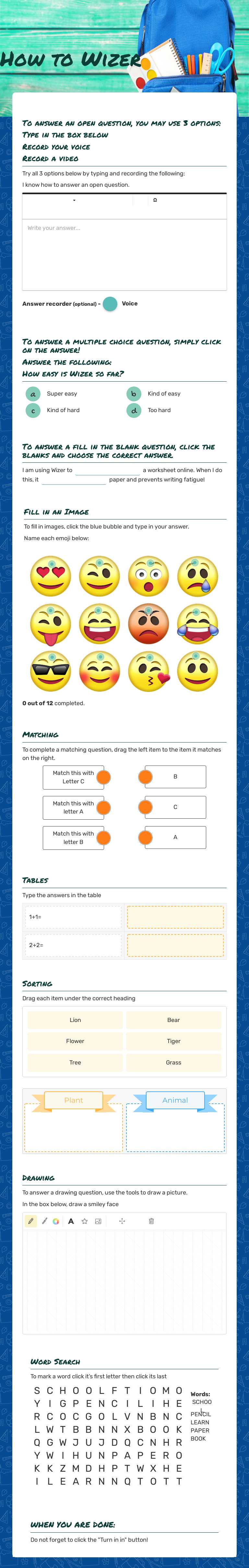 How to Wizer Preschool worksheet preview