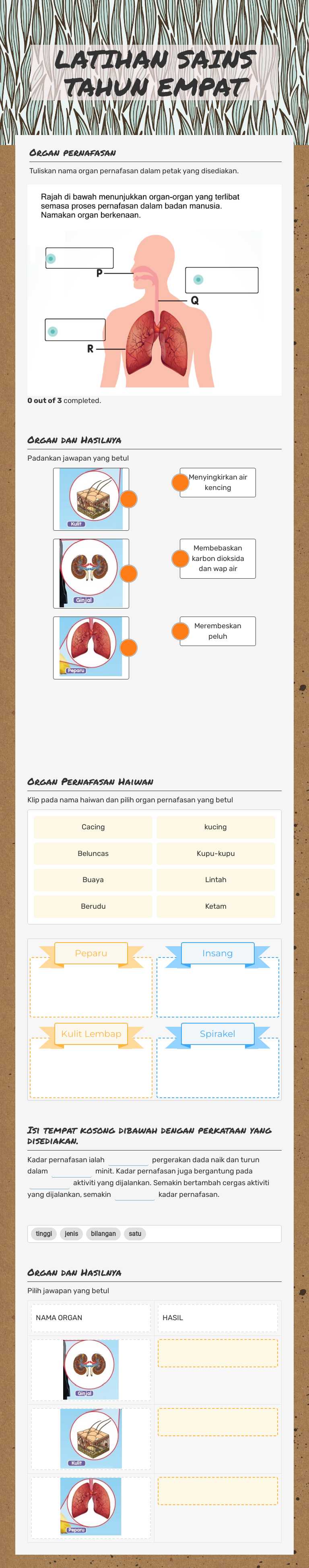 LATIHAN SAINS TAHUN EMPAT worksheet preview image