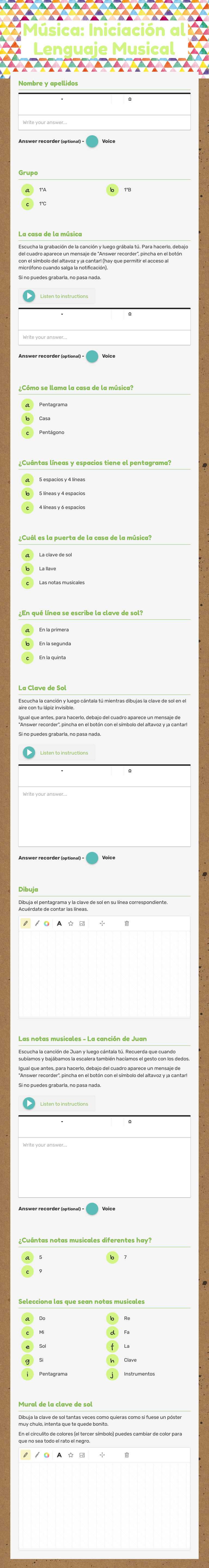 Música: Iniciación al Lenguaje Musical worksheet preview image